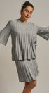 Pleated Swing Knit Top with Bell Sleeves in Grey - Women's Pants | Urban Daizy