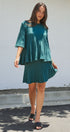 Pleated Swing Knit Top with Bell Sleeves in Teal Green - Women's Pants | Urban Daizy