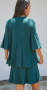 Pleated Swing Knit Top with Bell Sleeves in Teal Green - Women's Pants | Urban Daizy