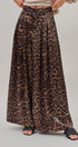 Leopard Print Satin Pleated Wide Leg Trousers in Leopard - Women's Pants | Urban Daizy
