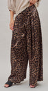 Leopard Print Satin Pleated Wide Leg Trousers in Leopard - Women's Pants | Urban Daizy