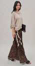 Leopard Print Satin Pleated Wide Leg Trousers in Leopard - Women's Pants | Urban Daizy