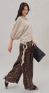 Leopard Print Satin Pleated Wide Leg Trousers in Leopard - Women's Pants | Urban Daizy