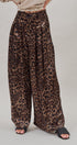Leopard Print Satin Pleated Wide Leg Trousers in Leopard - Women's Pants | Urban Daizy