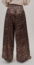 Leopard Print Satin Pleated Wide Leg Trousers in Leopard - Women's Pants | Urban Daizy