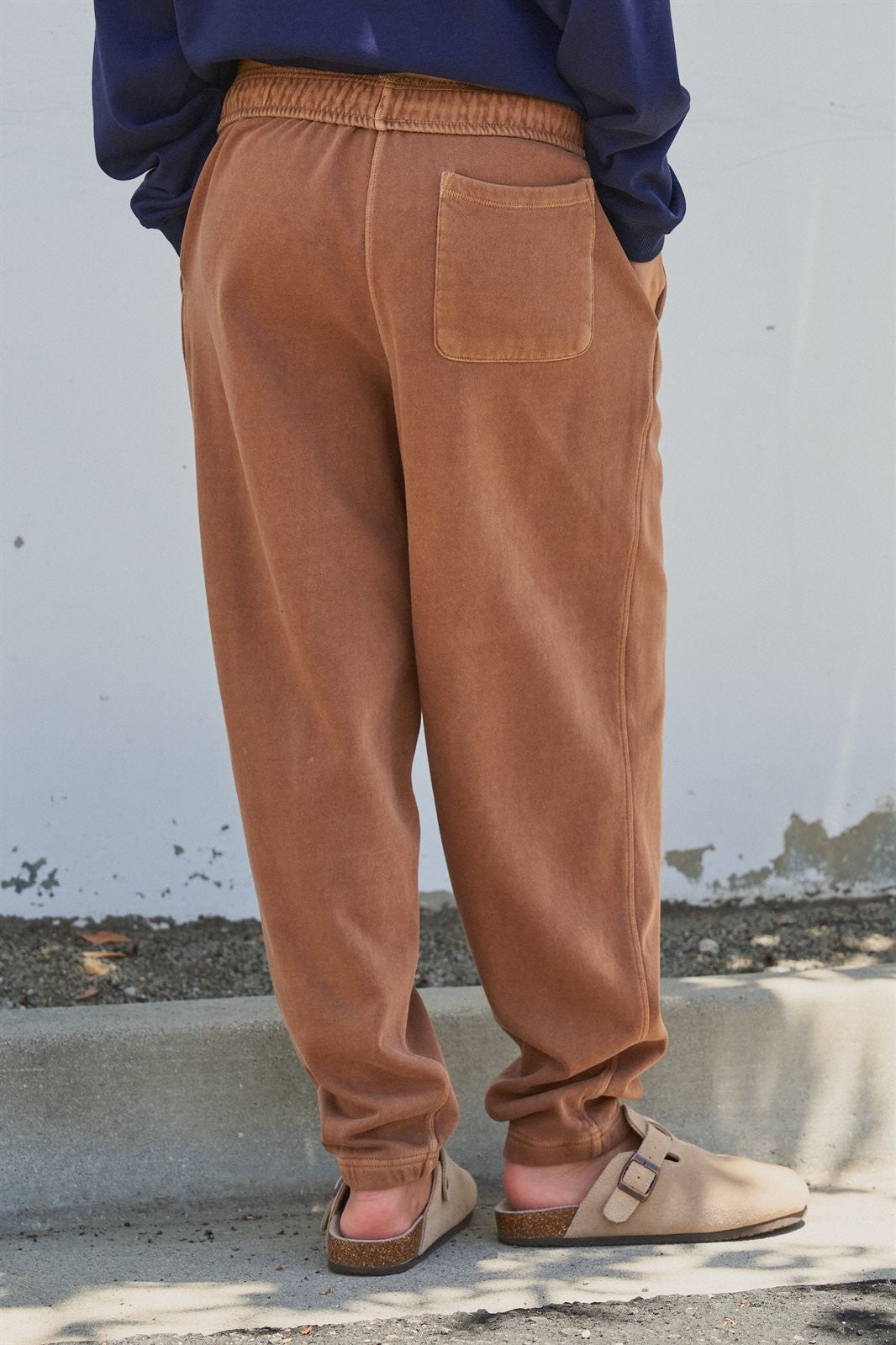 Garment Dyed French Terry Jogger Sweatpants in Brown - Women's Casual Pants | Urban Daizy