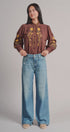 Faux Denim French Terry Wide Leg Pants in Denim - Women's Pants | Urban Daizy