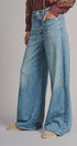 Faux Denim French Terry Wide Leg Pants in Denim - Women's Pants | Urban Daizy