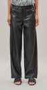 Faux Leather Barrel Leg Pant with Pockets in Black - Women's Casual Pants | Urban Daizy