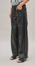 Faux Leather Barrel Leg Pant with Pockets in Black - Women's Casual Pants | Urban Daizy