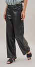 Faux Leather Barrel Leg Pant with Pockets in Black - Women's Casual Pants | Urban Daizy