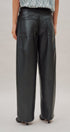 Faux Leather Barrel Leg Pant with Pockets in Black - Women's Casual Pants | Urban Daizy