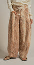 Fawn Print Cotton Twill Barrel Pants in Khaki - Women's Pants | Urban Daizy