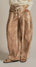 Fawn Print Cotton Twill Barrel Pants in Khaki - Women's Pants | Urban Daizy