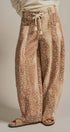 Fawn Print Cotton Twill Barrel Pants in Khaki - Women's Pants | Urban Daizy