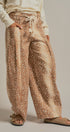 Fawn Print Cotton Twill Barrel Pants in Khaki - Women's Pants | Urban Daizy