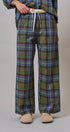 Plaid Wide Leg Cotton Drawstring Pants in Green - Women's Casual Pants | Urban Daizy