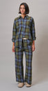 Plaid Wide Leg Cotton Drawstring Pants in Green - Women's Casual Pants | Urban Daizy