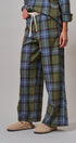 Plaid Wide Leg Cotton Drawstring Pants in Green - Women's Casual Pants | Urban Daizy