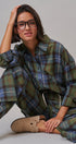 Plaid Wide Leg Cotton Drawstring Pants in Green - Women's Casual Pants | Urban Daizy