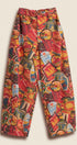 Travel Patch Print Wide Leg Cotton Pants in Multi - Women's Casual Pants | Urban Daizy