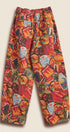 Travel Patch Print Wide Leg Cotton Pants in Multi - Women's Casual Pants | Urban Daizy