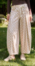 Polka Dot Barrel Leg Pants in Cotton Twill in Taupe	 - Women's Casual Pants | Urban Daizy