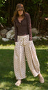 Polka Dot Barrel Leg Pants in Cotton Twill in Taupe	 - Women's Casual Pants | Urban Daizy