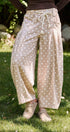 Polka Dot Barrel Leg Pants in Cotton Twill in Taupe	 - Women's Casual Pants | Urban Daizy