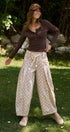 Polka Dot Barrel Leg Pants in Cotton Twill in Taupe	 - Women's Casual Pants | Urban Daizy