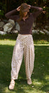 Polka Dot Barrel Leg Pants in Cotton Twill in Taupe	 - Women's Casual Pants | Urban Daizy
