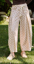 Polka Dot Barrel Leg Pants in Cotton Twill in Taupe	 - Women's Casual Pants | Urban Daizy