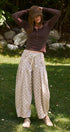 Polka Dot Barrel Leg Pants in Cotton Twill in Taupe	 - Women's Casual Pants | Urban Daizy