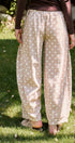 Polka Dot Barrel Leg Pants in Cotton Twill in Taupe	 - Women's Casual Pants | Urban Daizy