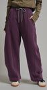 Fleece Lined Barrel Leg Sweatpant in Plum - Women's Sweatpants & Joggers | Urban Daizy