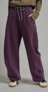 Fleece Lined Barrel Leg Sweatpant in Plum - Women's Sweatpants & Joggers | Urban Daizy