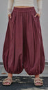 Balloon Hem Wide Leg Cotton Pants in Maroon - Women's Casual Pants | Urban Daizy