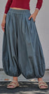 Balloon Hem Wide Leg Cotton Pants in Vintage Navy - Women's Casual Pants | Urban Daizy