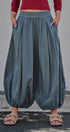 Balloon Hem Wide Leg Cotton Pants in Vintage Navy - Women's Casual Pants | Urban Daizy