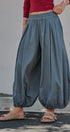 Balloon Hem Wide Leg Cotton Pants in Vintage Navy - Women's Casual Pants | Urban Daizy