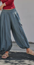 Balloon Hem Wide Leg Cotton Pants in Vintage Navy - Women's Casual Pants | Urban Daizy