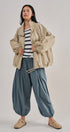 Balloon Hem Wide Leg Cotton Pants in Vintage Navy - Women's Casual Pants | Urban Daizy