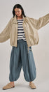 Balloon Hem Wide Leg Cotton Pants in Vintage Navy - Women's Casual Pants | Urban Daizy