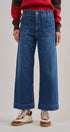 High Waist Wide Leg Jeans with Patch Pockets in Denim - Women's Casual Pants | Urban Daizy