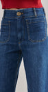 High Waist Wide Leg Jeans with Patch Pockets in Denim - Women's Casual Pants | Urban Daizy