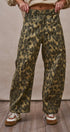 Animal Print Barrel Leg Utility Pants in Camo - Women's Casual Pants | Urban Daizy