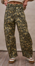 Animal Print Barrel Leg Utility Pants in Camo - Women's Casual Pants | Urban Daizy