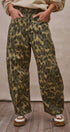 Animal Print Barrel Leg Utility Pants in Camo - Women's Casual Pants | Urban Daizy