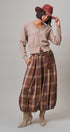 Plaid Balloon Pants Bubble Hem Elastic Waist in Brown - Women's Casual Pants | Urban Daizy