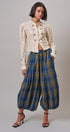 Plaid Balloon Pants Bubble Hem Elastic Waist in Teal Green - Women's Casual Pants | Urban Daizy